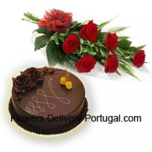 7 Belas Rosas 1/2 Kg de Bolo de Chocolate