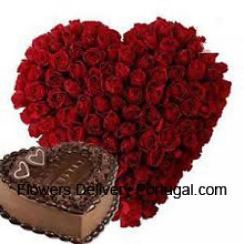 101 Rose Rosse con 1 Kg di Torta al Cioccolato