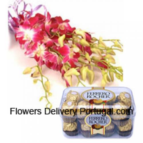 Charming Pink Orchids with 16 Pcs Ferrero Rochers